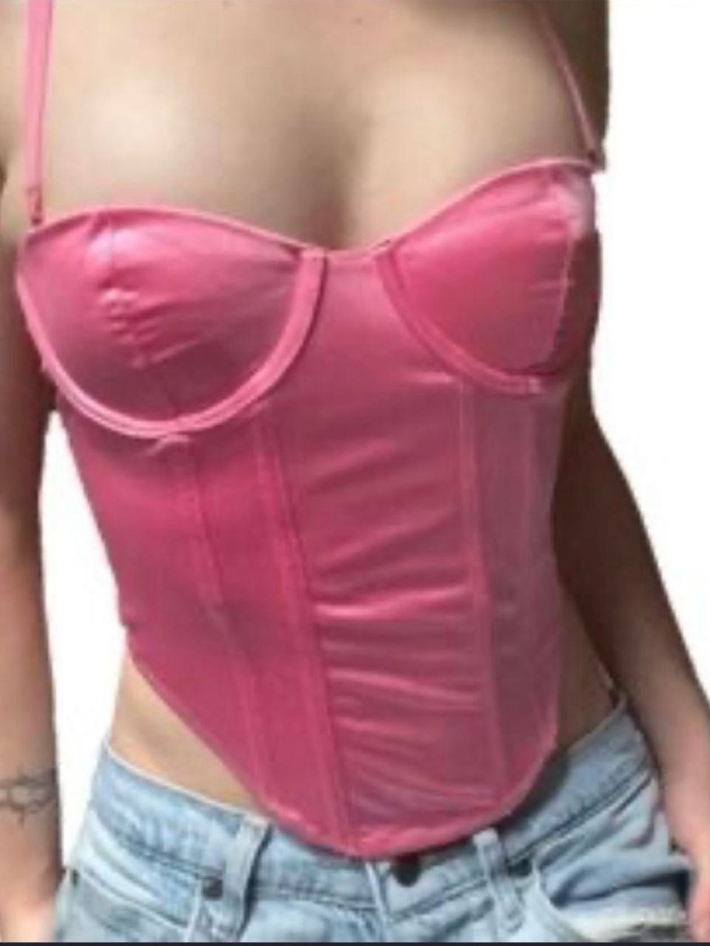 Dolls Kill Pink Satin Underwire Corset Top